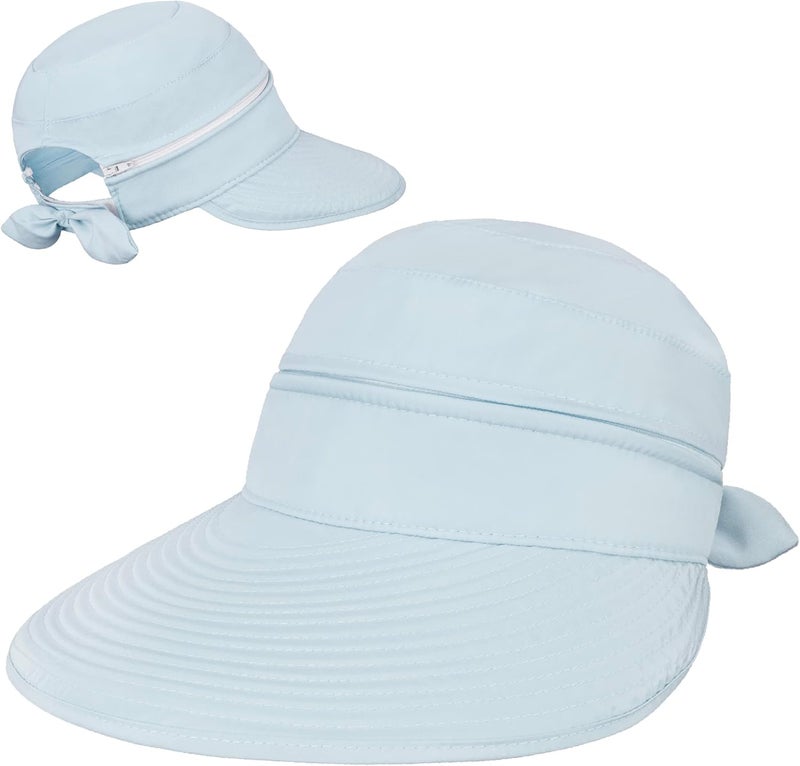 Suncube Women Sun Hat for Outdoor UV Protection, Wide Brim Sun Hat Ponytail, Convertible Zip-Off Beach Hat Visor - Image 2